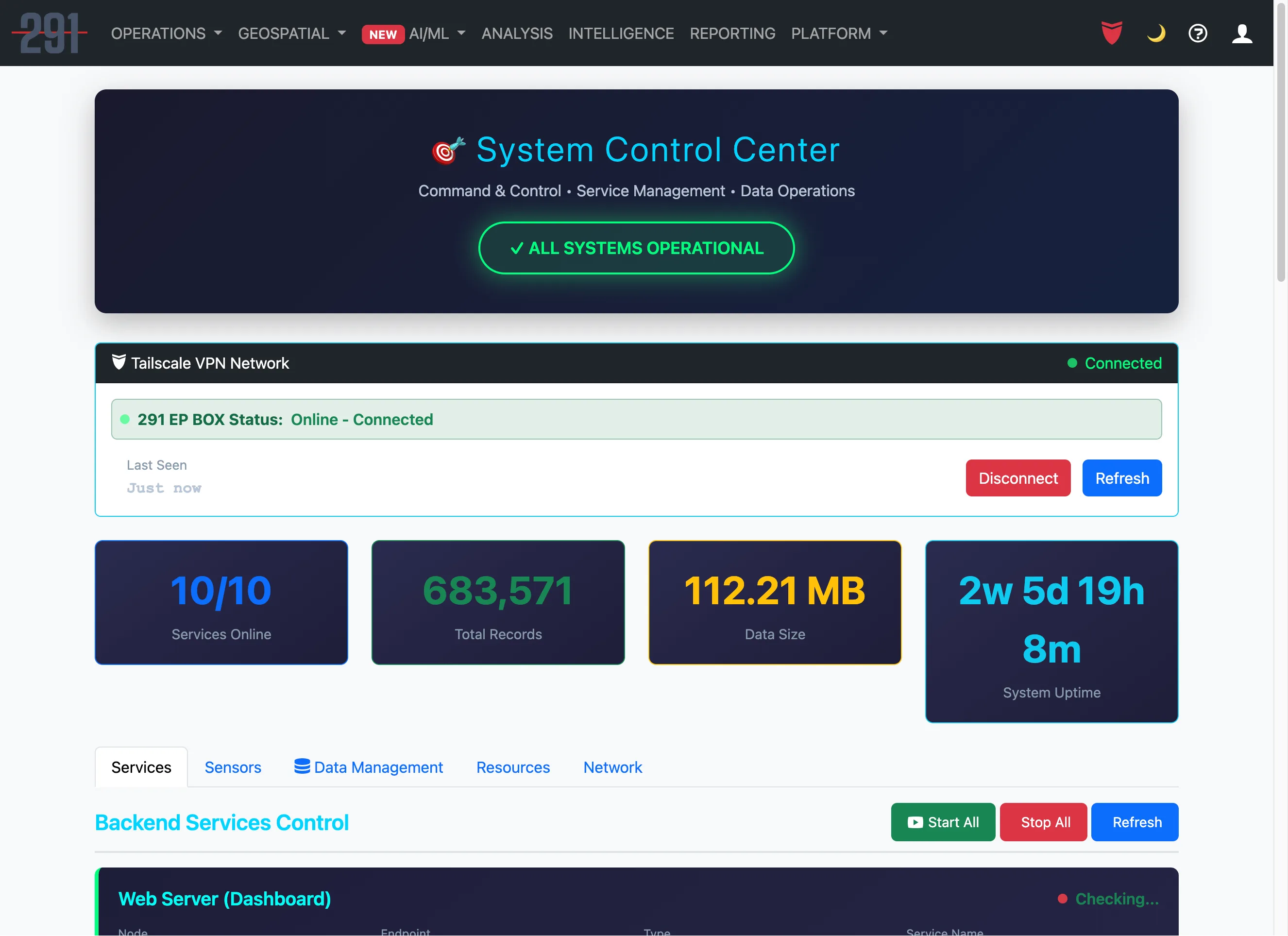 EP Platform - System Control Center